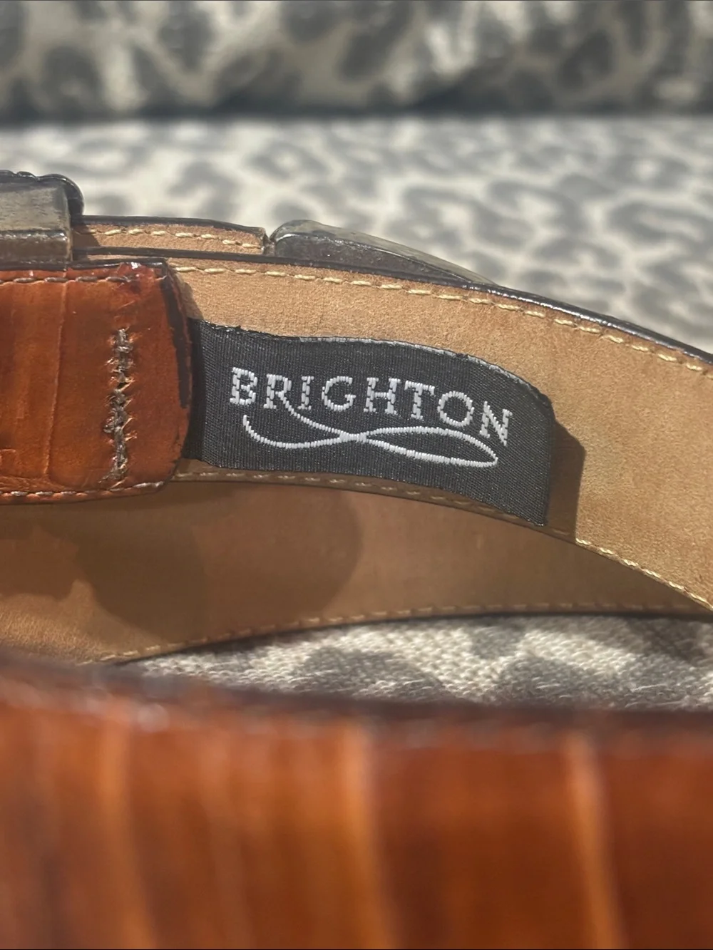 Vintage Brighton belt 1995 faux croc reptile silver tone western classic preppy